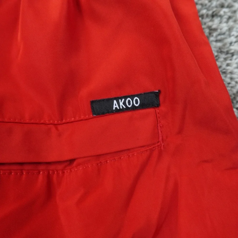 Akoo Shorts Mens L Red White Snobby Fox Graphic Print Drawstring Elastic Waist